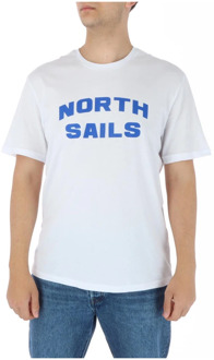 North Sails Witte Katoenen Korte Mouw T-shirt North Sails , White , Heren - Xl,L,M,S