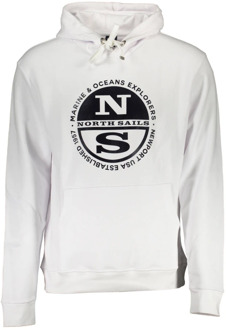 North Sails Witte Katoenen Sweater met Capuchon en Print North Sails , White , Heren - XL