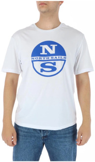 North Sails Witte Print Heren T-shirt North Sails , White , Heren - Xl,L,M,S