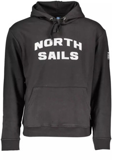 North Sails Zwarte katoenen trui met capuchon en print North Sails , Black , Heren - L,M