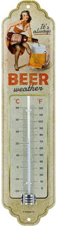 Nostalgic Art Binnen/buiten thermometer - Beer Weather - Beige - metaal - 28 x 6.5 cm