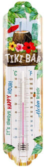 Nostalgic Art Binnen/buiten thermometer - Tiki Bar - Wit - metaal - 28 x 6.5 cm