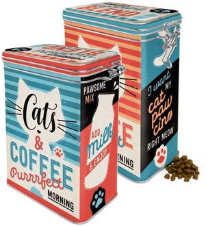 Nostalgic Art Nostalgic Art?Bewaarblik - 2x - voor kattenvoer/kattenbrokken - 1,3 liter?- voorraadblik