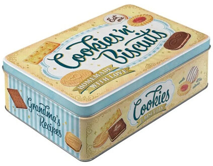 Nostalgic Art Nostalgic Art?Bewaarblik/koektrommel - Cookies 'n' Biscuits - Metaal?- 23 x 16 x 7 cm - 2,5 liter