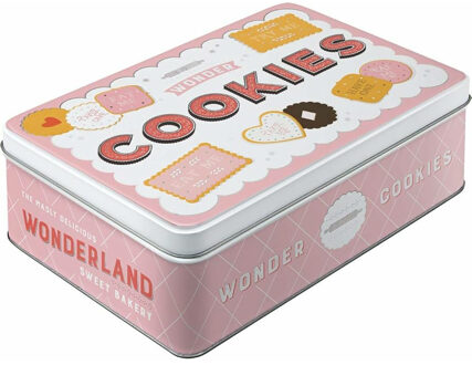 Nostalgic Art Nostalgic Art?Bewaarblik/koektrommel - Tea & Cookies Together - Metaal?- 23 x 16 x 7 cm - 2,5 liter Roze