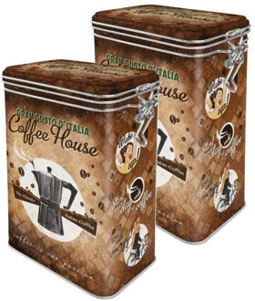 Nostalgic Art Nostalgic Art?Koffie bewaarblik? - 2x - Metalen - luchtdicht - 1300 ml -?Coffee House