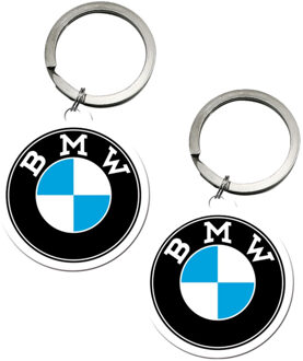 Nostalgic Art Sleutelhanger auto logo - 2x - BMW - 4,5 x 6 cm - staal/epoxy