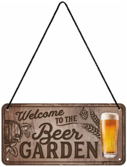 Nostalgic Art wandbord/muurplaatje - metaal - Beer garden - 10 x 20 cm - mancave