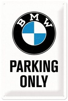 Nostalgic Art wandbord/muurplaatje - metaal - BMW Parking Only - 20 x 30 cm Multi