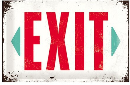 Nostalgic Art wandbord/muurplaatje - metaal - Exit - 20 x 30 cm - Mancave
