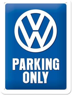 Nostalgic Art wandbord/muurplaatje - metaal - Volkswagen Parking Only - 15 x 20 cm - VW Parking Multi