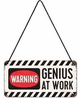 Nostalgic Art wandbord/muurplaatje - metaal -?Warning genius at work?- 20 x 10 cm - Mancave