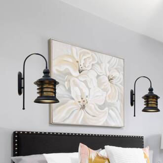 Nostalji wandlamp, zwart, hoogte 48 cm, metaal, E27