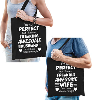 Not perfect, but I have a freaking awesome husband en wife tasje - Bruiloft/ huwelijk cadeau