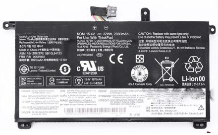 Notebook battery for Lenovo ThinkPad T570 T580 P51S P52S series 15.4V 32Wh For Internal