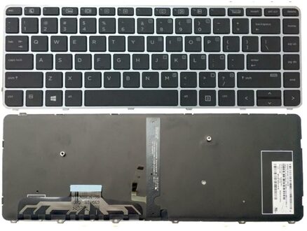 Notebook keyboard for HP EliteBook Folio 1040 G3 with silver frame backlit - small