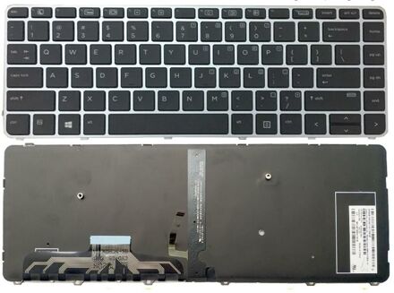 Notebook keyboard for HP EliteBook Folio 1040 G3 with silver frame backlit