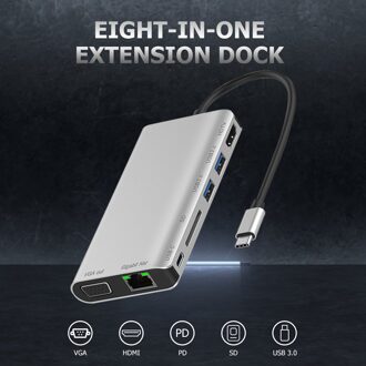 Notebook Smartphone Uitbreiding Converter Usb Type C Dock Station Hdmi Voor Laptop Vga Ethernet 2 Usb 3.0 Pd Adapter Dongle