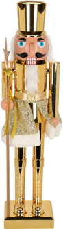 Notenkraker decoratie figuur/beeld - 60 cm - goud - kunststof - kerst Goudkleurig