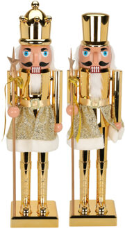 Notenkraker decoratie figuur beelden - set 2x st - 60 cm - goud - kunststof