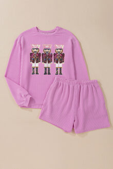 Notenkraker Pyjama Set Geribd Brei Lichtroze