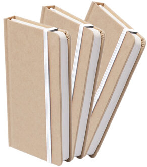 Notitieblok - 3x - luxe - met elastiek - notitieboekje - A5 formaat - 100 bladzijdes