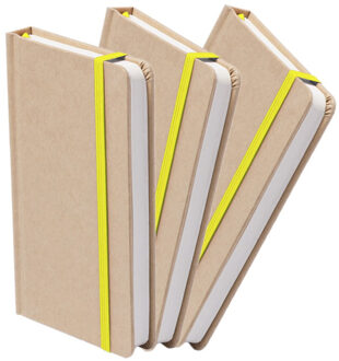Notitieblok - Set van 3x stuks - luxe - met elastiek - notitieboekje - - A5 formaat - 100 bladzijdes