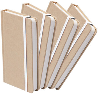 Notitieblok - Set van 4x stuks - luxe - met elastiek - notitieboekje - A5 formaat - 100 bladzijdes