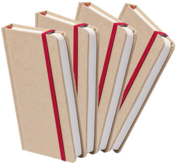 Notitieblok - Set van 4x stuks - luxe - met elastiek - notitieboekje - A5 formaat - 100 bladzijdes
