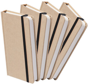 Notitieblok - Set van 4x stuks - luxe - met elastiek - notitieboekje - A5 formaat - 100 bladzijdes