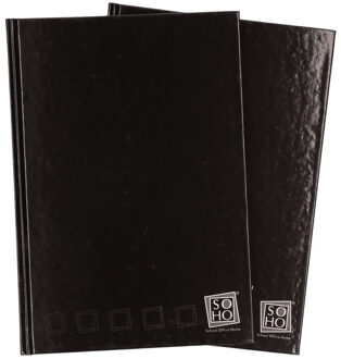 Notitieboek - 2x - zwart - A4 formaat - gelinieerd met kantlijn - harde kaft schrift