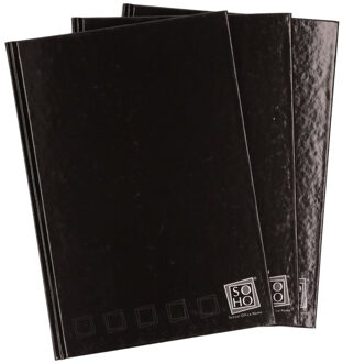 Notitieboek - 3x - zwart - A4 formaat - gelinieerd met kantlijn - harde kaft schrift