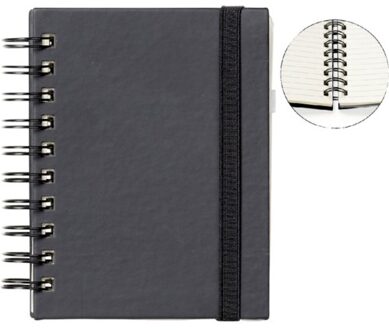 Notitieboek A6 zwart met spiraal, elastiek en tabs