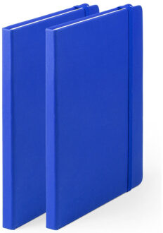 Notitieboekje - 2x - met elastiek - A5 - blauw - 100 paginas - opschrijfboekjes - lue schriften