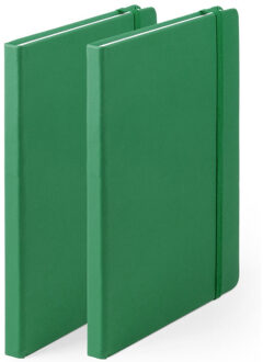 Notitieboekje - 2x - met elastiek - A5 - groen - 100 paginas - opschrijfboekjes - lue schriften