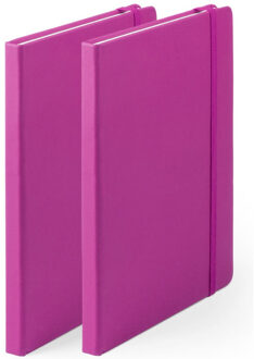 Notitieboekje - 2x - met elastiek - A5 - roze - 100 paginas - opschrijfboekjes - lue schriften
