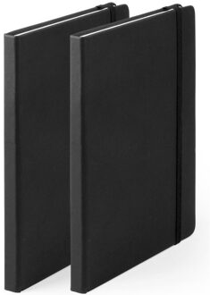 Notitieboekje - 2x - met elastiek - A5 - zwart - 100 paginas - opschrijfboekjes - lue schriften