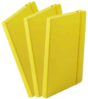 Notitieboekje - 3x - met elastiek - A5 - geel - 100 paginas - opschrijfboekjes - lue schriften