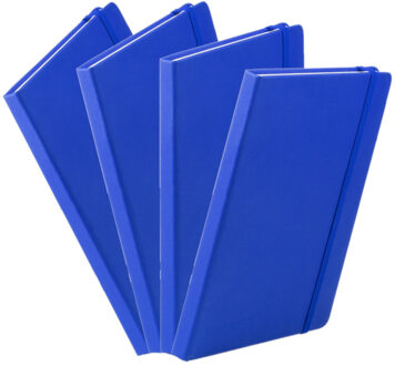Notitieboekje - 4x - met elastiek - A5 - blauw - 100 paginas - opschrijfboekjes - lue schriften