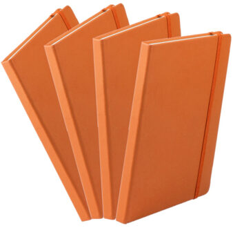 Notitieboekje - 4x - met elastiek - A5 - oranje - 100 paginas - opschrijfboekjes - lue schriften