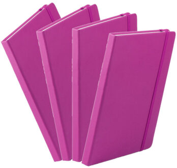 Notitieboekje - 4x - met elastiek - A5 - roze - 100 paginas - opschrijfboekjes - lue schriften