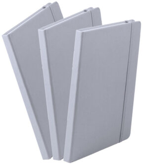 Notitieboekje - 6x - met elastiek - A5 - zilver - 100 paginas - opschrijfboekjes - lue schriften