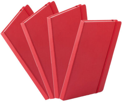 Notitieboekje A5 - 4x - met elastiek - rood - 100 paginas - luxe schriften