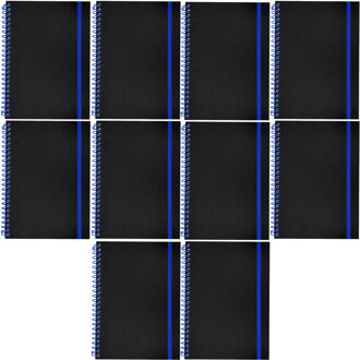 Notitieboekje Bilbo - 10x - A5 formaat - zwart / blauw - 14 x 21 cm ? flexibele kaft ? lijntjes schr