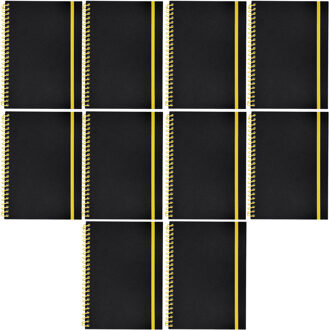 Notitieboekje Bilbo - 10x - A5 formaat - zwart / geel - 14 x 21 cm ? flexibele kaft ? lijntjes schri