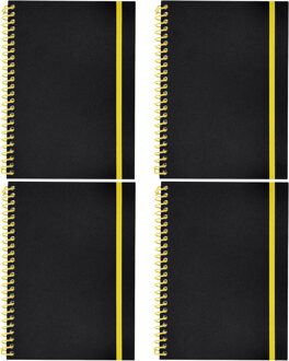 Notitieboekje Bilbo - 2x - A5 formaat - zwart / geel - 14 x 21 cm ? flexibele kaft ? lijntjes schrif