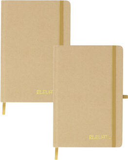 Notitieboekje Elevate - 2x - A5 formaat - goud - 14 x 21 cm ? karton/papier ? Opschrijfboekje
