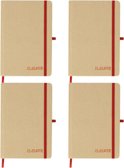 Notitieboekje Elevate - 4x - A5 formaat - rood - 14 x 21 cm ? karton/papier ? Opschrijfboekje