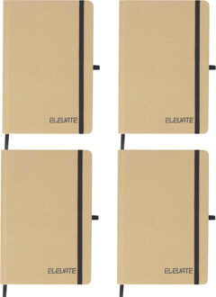 Notitieboekje Elevate - 4x - A5 formaat - zwart - 14 x 21 cm ? karton/papier ? Opschrijfboekje
