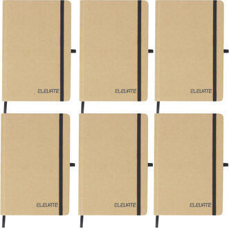 Notitieboekje Elevate - 6x - A5 formaat - zwart - 14 x 21 cm ? karton/papier ? Opschrijfboekje